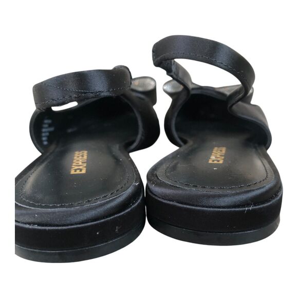 Express Women's Rhinestone Embellished Bow Pointed Toe Slip On Flats Black Sz 8 - Picture 9 of 10